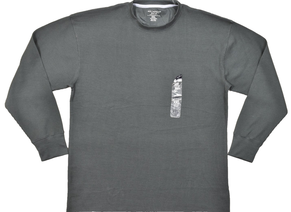 Architect Jean Co. Men XXL Super Soft Thermal Long Sleeve Shirt Pewter Gray NEW